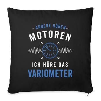 Ich höre das Variometer Segelflug - Sofakissenbezug 45 x 45 cm - Schwarz - Vorne