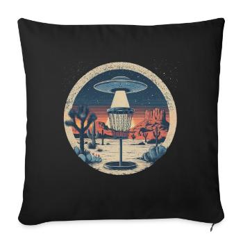Disc Golf Putter UFO Korb Retro Vintage Wüste Nach - Sofakissenbezug 45 x 45 cm - Schwarz - Vorne