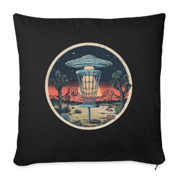 Disc Golf Scheiben UFO Retro Vintage Wüste Korb - Sofakissenbezug 45 x 45 cm - Schwarz - Vorne