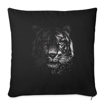 Schwarzweißes Tigerporträt - Sofakissenbezug 45 x 45 cm - Schwarz - Vorne