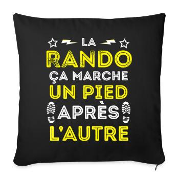 La Rando ça marche un pied après l'autre - Housse de coussin décorative 45 x 45 cm - noir - Devant