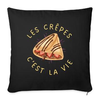 Les crêpes c'est la vie - Housse de coussin décorative 45 x 45 cm - noir - Devant
