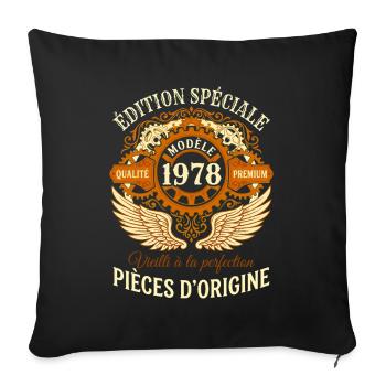 Anniversaire 1978 Modèle Vintage Original - Housse de coussin décorative 45 x 45 cm - noir - Devant
