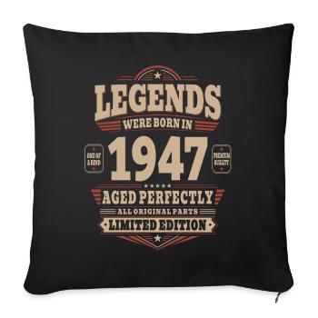 79. Geburtstag Geschenk Mann 1947 Vintage Retro - Sofakissenbezug 45 x 45 cm - Schwarz - Vorne