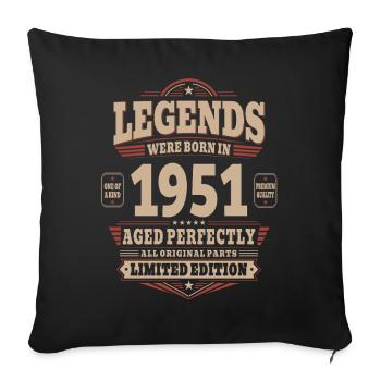 75. Geburtstag Geschenk Mann 1951 Vintage Retro - Sofakissenbezug 45 x 45 cm - Schwarz - Vorne