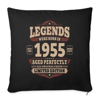 70. Geburtstag Geschenk Mann 1955 Vintage Retro - Sofakissenbezug 45 x 45 cm - Schwarz - Vorne
