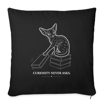 Devon Rex – Curiosity Never Asks - Sofa pillowcase 17,3'' x 17,3'' (45 x 45 cm) - black - Front