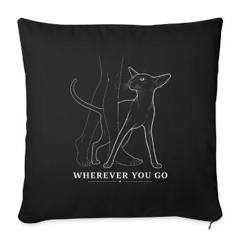 Peterbald Cat – Où que vous alliez - Housse de coussin décorative 45 x 45 cm - noir - Devant