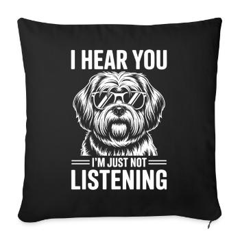 Lhasa Apso Drôle, Cadeau Lhasa Apso - Housse de coussin décorative 45 x 45 cm - noir - Devant