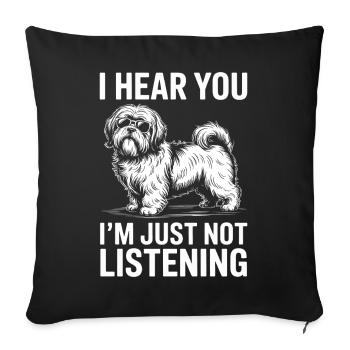 Lhasa Apso Drôle, Cadeau Lhasa Apso - Housse de coussin décorative 45 x 45 cm - noir - Devant