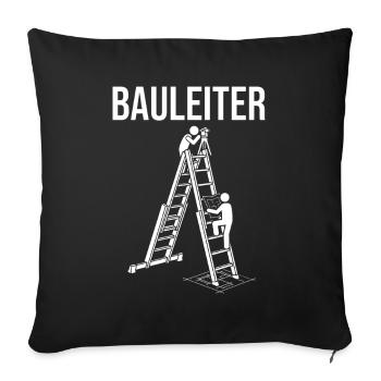 Bauleiter Bauwesen Lustiges Strichmännchen - Sofakissenbezug 45 x 45 cm - Schwarz - Vorne