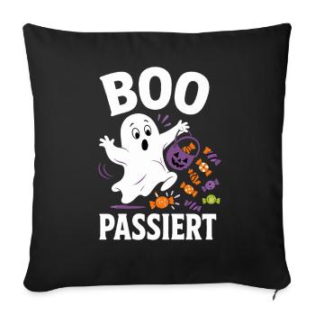 Boo passiert – Halloween-Geist mit Bonbons - Sofakissenbezug 45 x 45 cm - Schwarz - Vorne