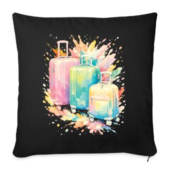 Reisekoffer Pastel Colour Splash Art - Sofakissenbezug 45 x 45 cm - Schwarz - Vorne