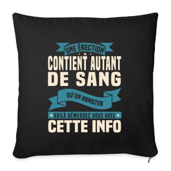 Cadeau humour personnalisé - Housse de coussin décorative 45 x 45 cm - noir - Devant