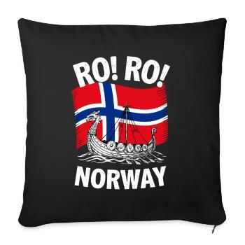  RO RO NORWAY Wikingerschiff Norwegen Flagge - Sofakissenbezug 45 x 45 cm - Schwarz - Vorne