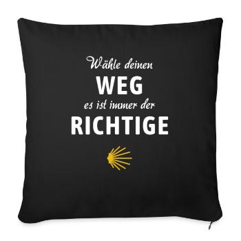 Camino - Der richtige Weg | Jakobsweg, Pilger, - Sofakissenbezug 45 x 45 cm - Schwarz - Vorne