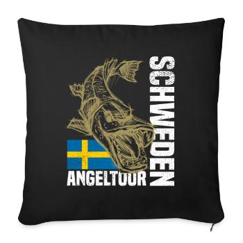 Schweden Angeln - Sofakissenbezug 45 x 45 cm - Schwarz - Vorne