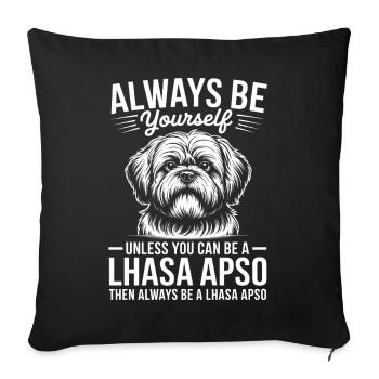 Lhasa Apso Drôle, Cadeau Lhasa Apso - Housse de coussin décorative 45 x 45 cm - noir - Devant