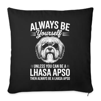 Lhasa Apso Drôle, Cadeau Lhasa Apso - Housse de coussin décorative 45 x 45 cm - noir - Devant