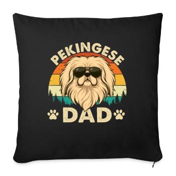 Pekingeser Vater – Pekehund Vater Besitzer Schoßlöwenhund - Sofakissenbezug 45 x 45 cm - Schwarz - Vorne