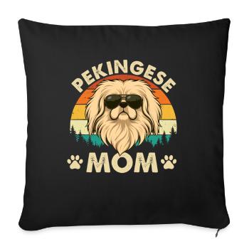 Stolze Pekingeser-Mutter – Peke-Hund-Mama-Besitzerin Schoßhund - Sofakissenbezug 45 x 45 cm - Schwarz - Vorne