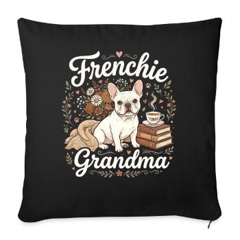 Frenchie Grandma Florale Wärme - Sofakissenbezug 45 x 45 cm - Schwarz - Vorne