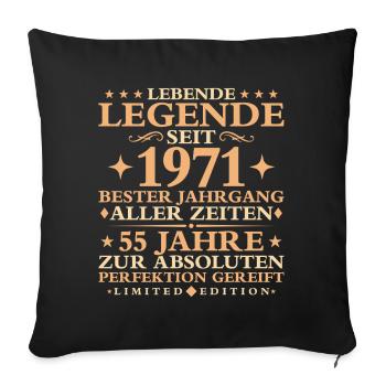 1971 Baujahr Geburtstag Vintage 55 Jahre - Sofakissenbezug 45 x 45 cm - Schwarz - Vorne