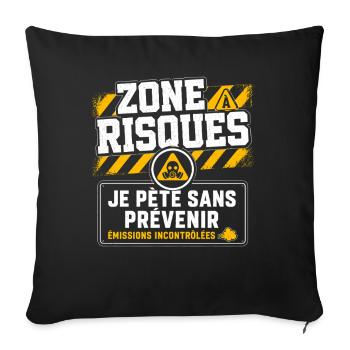 Pète Péteur Cadeau humour personnalisé - Housse de coussin décorative 45 x 45 cm - noir - Devant