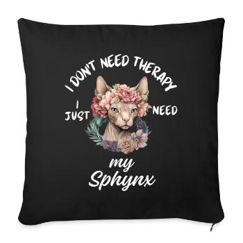 Sphynx Katzentherapie - Sofakissenbezug 45 x 45 cm - Schwarz - Vorne
