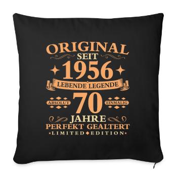 Geburtstag 70 Jahre Baujahr 1956 - Sofakissenbezug 45 x 45 cm - Schwarz - Vorne