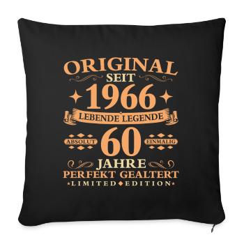 Geburtstag 60 Jahre Baujahr 1966 - Sofakissenbezug 45 x 45 cm - Schwarz - Vorne