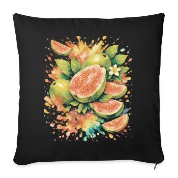 Tropical Guava Exotic Fruit Splash Art - Sofa pillowcase 17,3'' x 17,3'' (45 x 45 cm) - black - Front