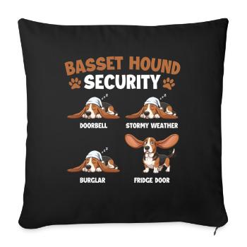 Basset Hound Security - Funny Dog Mom Dog Dad - Sofa pillowcase 17,3'' x 17,3'' (45 x 45 cm) - black - Front