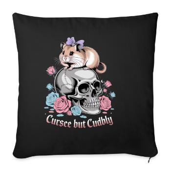 Curse But Cuddly Hamster Auf Totenkopf - Sofakissenbezug 45 x 45 cm - Schwarz - Vorne