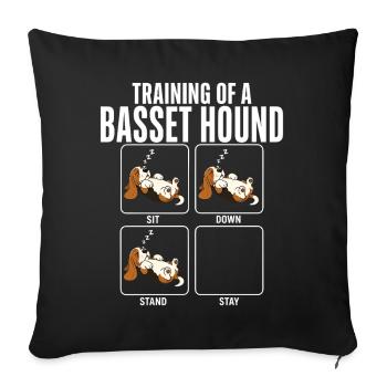 Basset Hound Dog Breed Training Humor - Sofa pillowcase 17,3'' x 17,3'' (45 x 45 cm) - black - Front