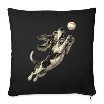 Basset Hound Dog Breed Baseball - Sofa pillowcase 17,3'' x 17,3'' (45 x 45 cm) - black - Front