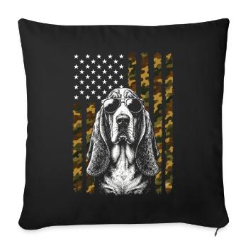 Basset Hound Dog US Flag Camo - Sofa pillowcase 17,3'' x 17,3'' (45 x 45 cm) - black - Front