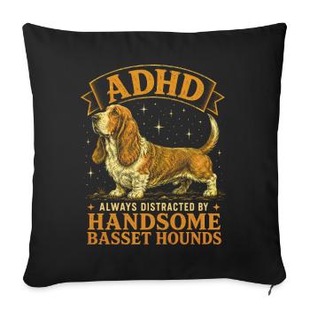Lustige Basset-Hunderasse ADHS - Sofakissenbezug 45 x 45 cm - Schwarz - Vorne