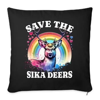 Sikahirsch Save Sika Deer - Sofa pillowcase 17,3'' x 17,3'' (45 x 45 cm) - black - Front