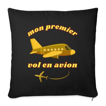 Mon premier vol en avion - Housse de coussin décorative 45 x 45 cm - noir - Devant