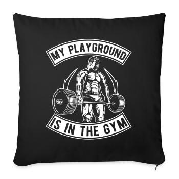 Powerlifting Bodybuilder Playground In The Gym - Sofa pillowcase 17,3'' x 17,3'' (45 x 45 cm) - black - Front