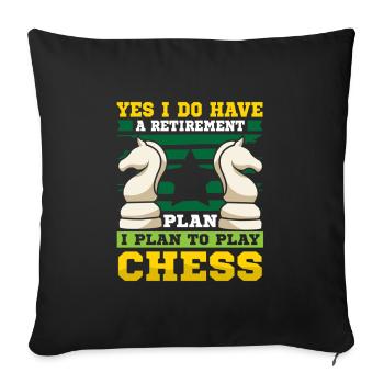 Schach Schachspieler Schachbrett - Sofakissenbezug 45 x 45 cm - Schwarz - Vorne