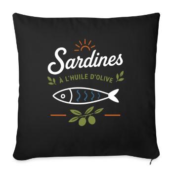 Sardines et Olive Vintage - Housse de coussin décorative 45 x 45 cm - noir - Devant