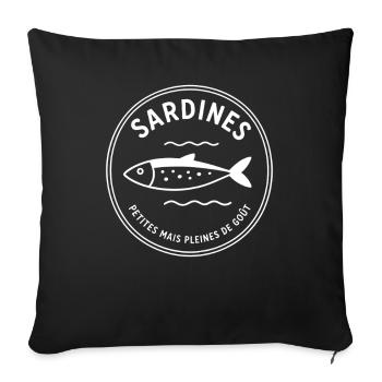 Sardines Délicates – Badge Noir - Housse de coussin décorative 45 x 45 cm - noir - Devant