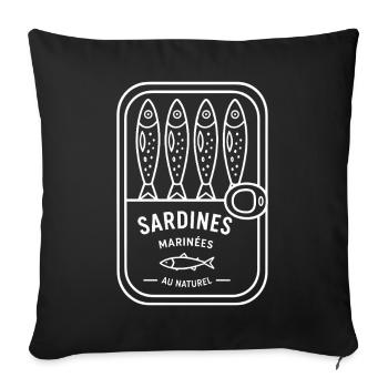 Sardines en boîte noir et blanc - Housse de coussin décorative 45 x 45 cm - noir - Devant