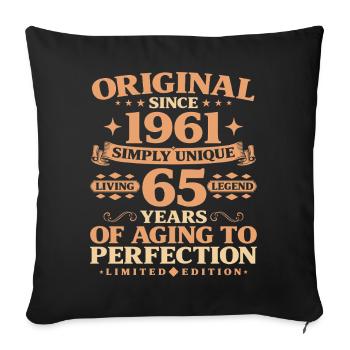 Original since 1961 Vintage 65th Birthday - Sofa pillowcase 17,3'' x 17,3'' (45 x 45 cm) - black - Front