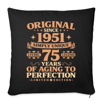 Original since 1951 Vintage 75th Birthday - Sofa pillowcase 17,3'' x 17,3'' (45 x 45 cm) - black - Front