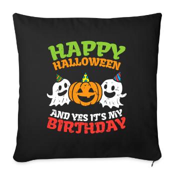 Happy Halloween Birthday Trio - Sofa pillowcase 17,3'' x 17,3'' (45 x 45 cm) - black - Front