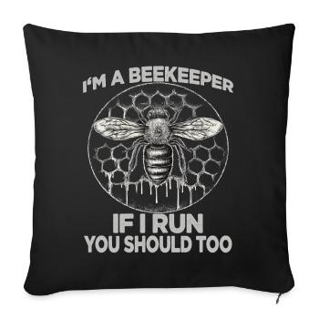 Beekeeping Supplies Beekeeper Accessories Beekeeping Bees Fan - Sofa pillowcase 17,3'' x 17,3'' (45 x 45 cm) - black - Front