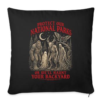 Les cryptides protègent nos parcs nationaux - Housse de coussin décorative 45 x 45 cm - noir - Devant